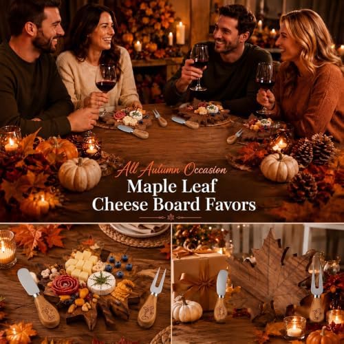 Nuenen 1 Set Fall Maple Leaf Mini Charcuterie Board Gift, 8.3 x 7.5 in