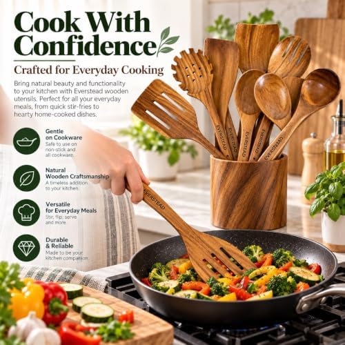 Everstead 8-Piece Teak Wood Kitchen Utensil Set