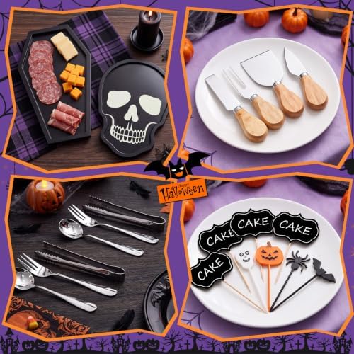 2 Set Halloween Coffin Charcuterie Board Kit with 46 Pcs Gothic