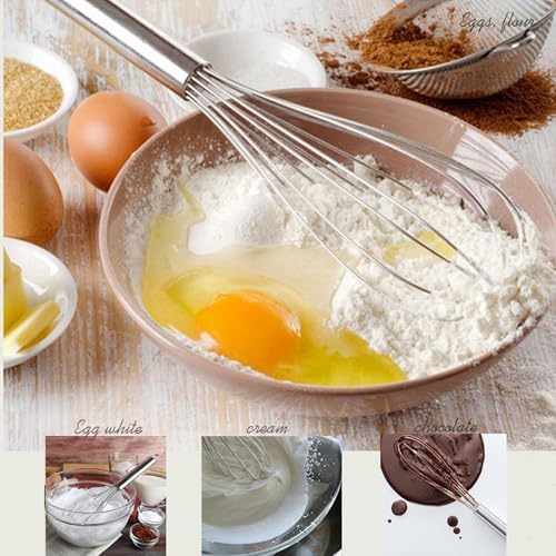 Digead Stainless Steel Whisk Set - 8"+10" Kitchen Wisk, Balloon Whisk