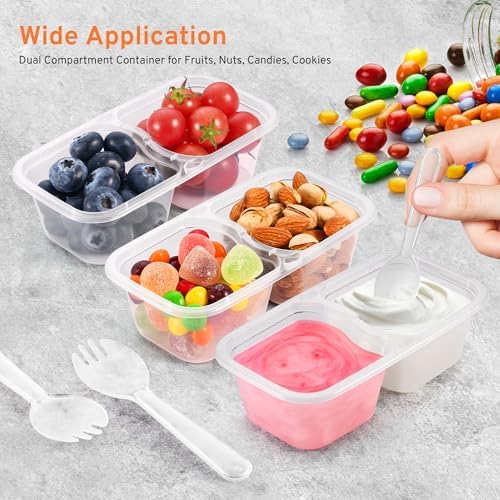 20 Set Snack Containers with Lids & Spoons, Transparent
