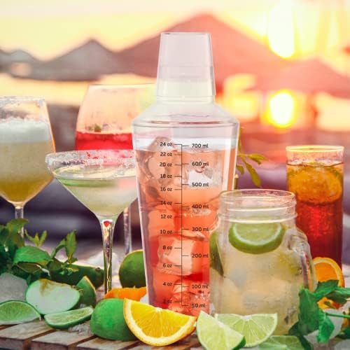 OGGI Clear Cocktail Shaker - 24 oz / 700 ml, Clear Durable Plastic