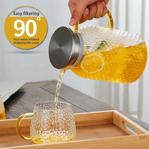 Drinking 1.9L Glass Pitcher with Lid and Handle