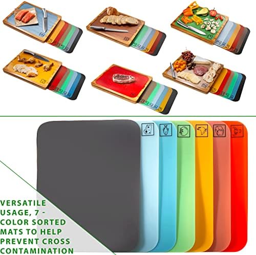 Seville Classics Bamboo Premium Wood Cutting Board Serving Tray w/ 7