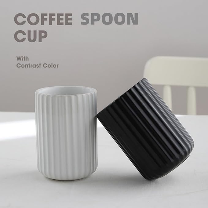 TOPYOKK Stoneware Coffee Bar Utensil Holder Tea & Coffee Spoon & Stirrer Holder - Image 6