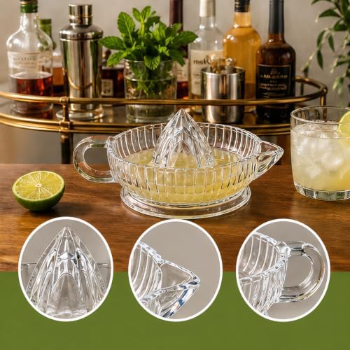 Glass Lemon Lime Squeezer, Manual Citrus Juicer