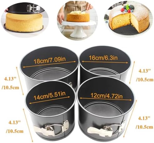 Springform Pan, Cheesecake Pan Classic Nonstick 4 PCS, Removable