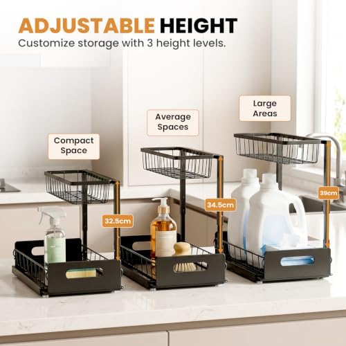 Under Sink Organizer 2 Pack, Slide Out Kitchen Cabinet Organizer.
