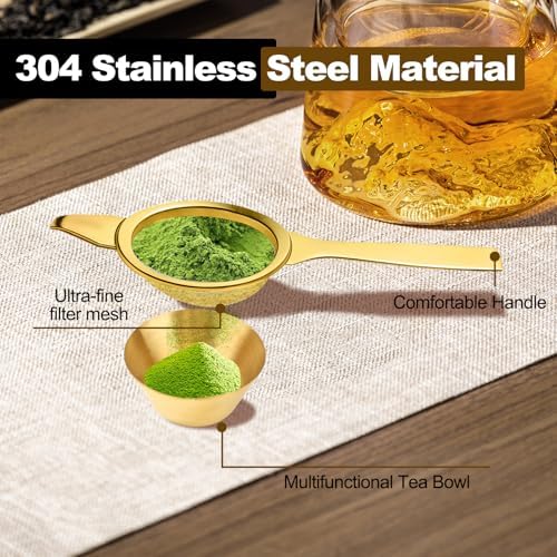 ASTIMESA 2 Sets Stainless Steel Matcha Sifter Sieve with Base, 2.2''