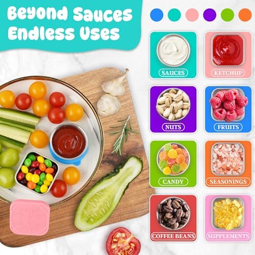 LIEMAND 6PCS Salad Dressing Container to Go, Leakproof Reusable