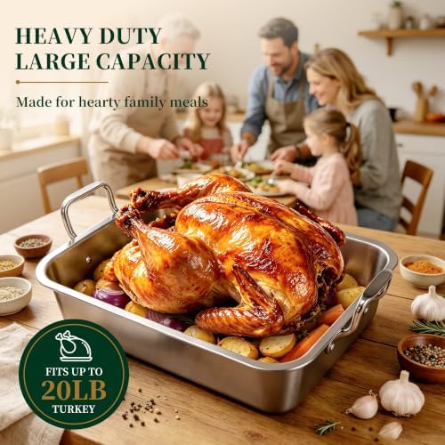 QuliMetal Stainless Steel Turkey Roasting Pan with Rack