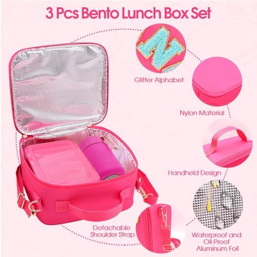 PainZieteg Lunch Box for Girls with 10oz Thermo 6 Compartment Bento
