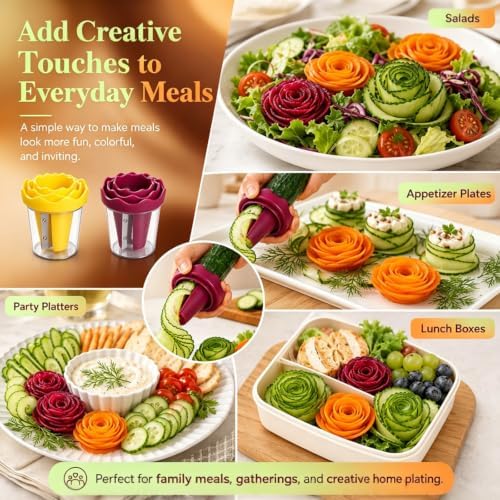 Manual Vegetable Spiralizer and Curler for Rose Flower Carving,2PCS-A