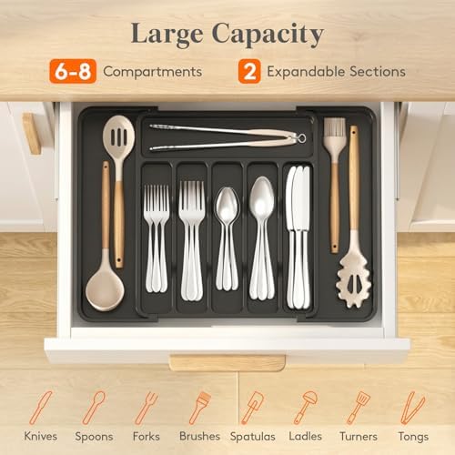 Lifewit Adjustable Silverware Drawer Organizer, Expandable Utensil