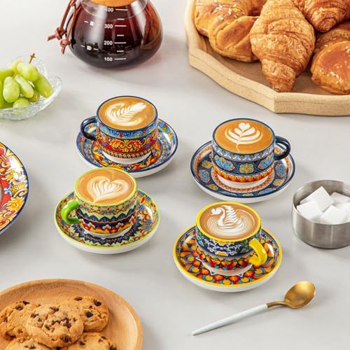vancasso 2.5 Oz Bohemian Espresso Cups Set of 4 with Stand
