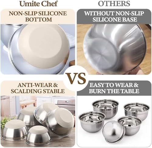 Umite Chef 8PCS Stainless Steel Mixing Bowls with Lids