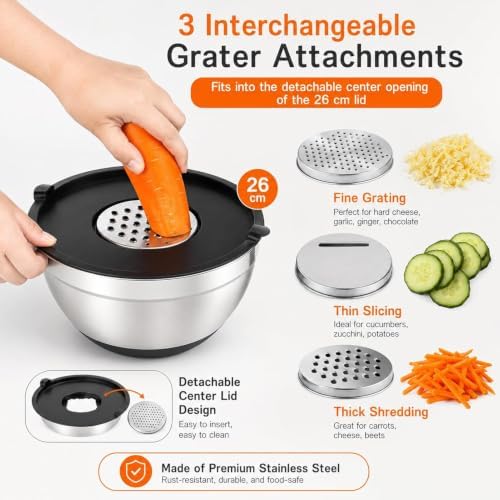 Stainless Steel Mixing Bowls with Lids Set,9PCS Metal Nesting Bowls