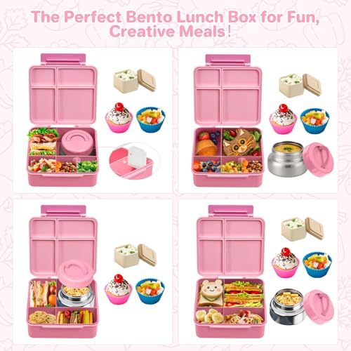 JSLOVE Bento Box for Kids Lunch box with Leak Proof Insulated Food