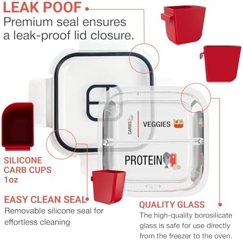 Portion Control Containers for Bariatric Meals – 8 oz Glass Meal Prep