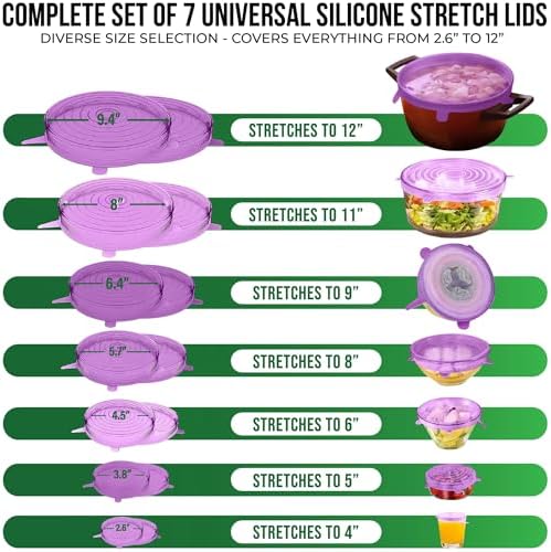 Reusable Silicone Stretch Lids, 7 Pack, Purple