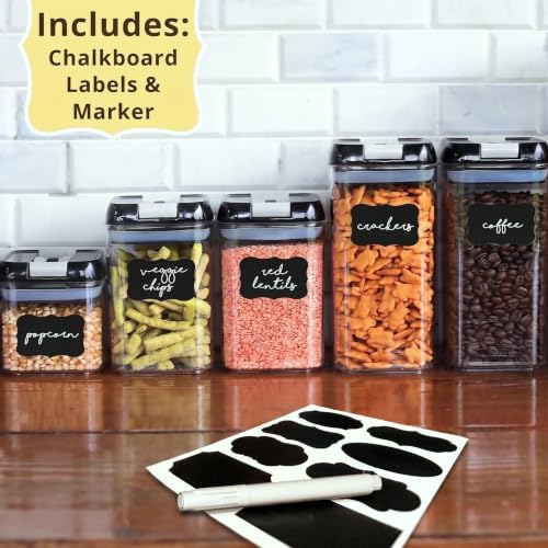 Simply Gourmet Airtight Food Storage Containers with Lids – 7 Piece Assorted Size Kitchen Pantry Organization Set, BPA-Free Clear Plastic, Stackable Containers for Cereal, Flour, Sugar, Rice, Snacks