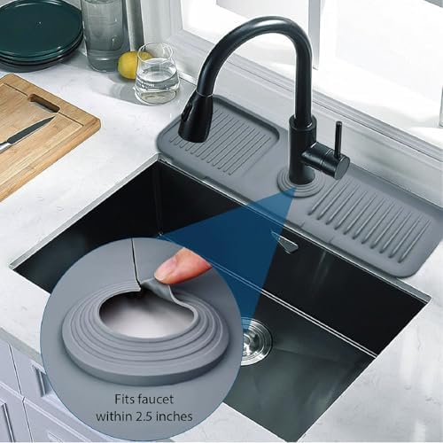 Silicone Kitchen Sink Splash Guard, 17.7" Drainage Mat for Faucet