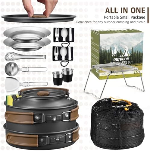 18Pcs Camping Cookware Cooking Set, Joyfair Camp Mess Kit with