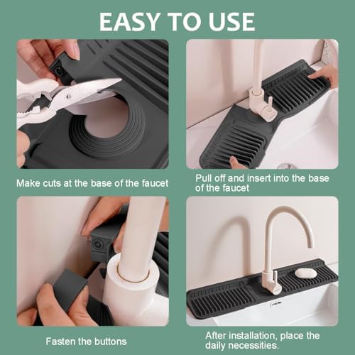 24 Inch Faucet Mat for Kitchen Sink Silicone Folding Faucet Mat for