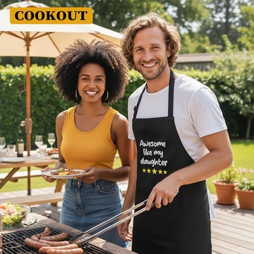 Funny Aprons for Men, Black Kitchen Adjustable Apron Father's Day
