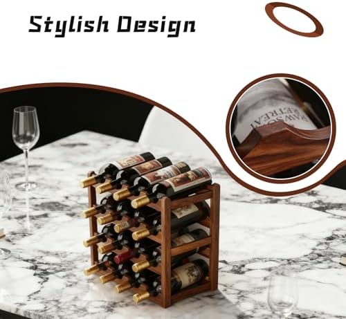 Wine Rack Freestanding Floor, Bamboo Wine Racks Cabinet Shelf 4-Tier
