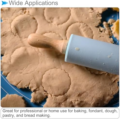 Silicone Rolling Pins, 17" Length, Silicone & Oak Non-Stick Ergonomic