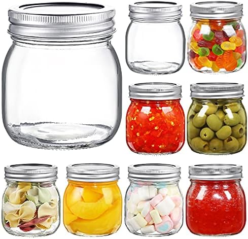 YEBODA 9 Pack 10 oz Wide Mouth Mason Jars with Lids