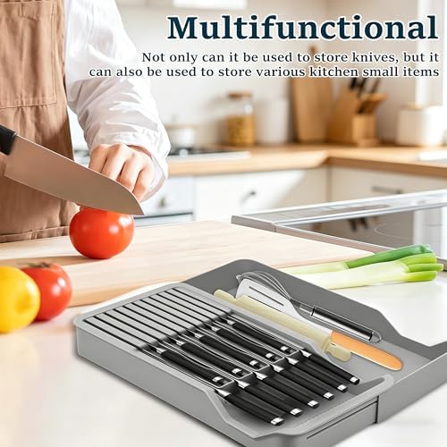 RIIPOO Expandable Drawer Knife Utensil Organizer Block Holder for