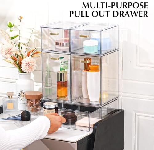 LALOBLUE Stackable Clear Acrylic Drawer Baby Bottle Makeup Organizer