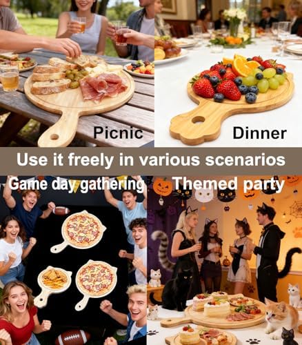 2 Pcs Non Toxic Bamboo Cutting Boards for Kitchen with Juice Groove