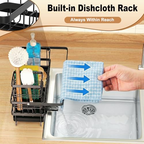 Sponge Holder for Kitchen Sink, Self-draining Sink Organizer with