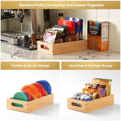 Umilife Small Bamboo Seasoning Packet & Tumbler Lid Organizer in