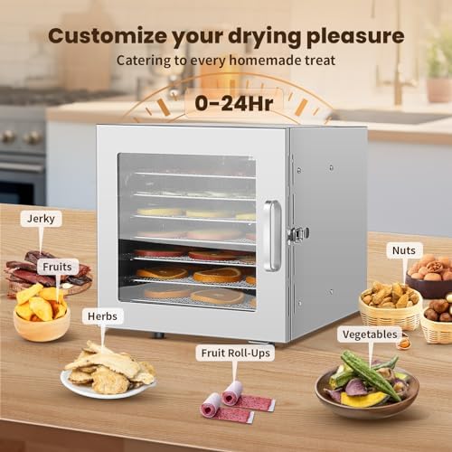 FAHKNS Food Dehydrator, 8 Stainless Steel Trays, 700W