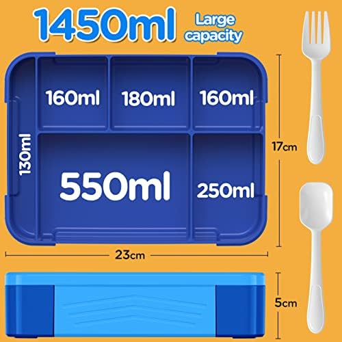 Jelife Bento Lunch Box for Kids - 1450ml Leakproof Kids Bento Box