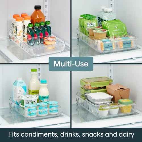 YouCopia RollOut Fridge Caddy BPA-Free Clear Rolling Refrigerator Organizer Bin with Adjustable Dividers and Handles, 9" Wide
