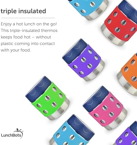 LunchBots Thermal 8 oz Insulated Stainless Food Jar Aqua Dots