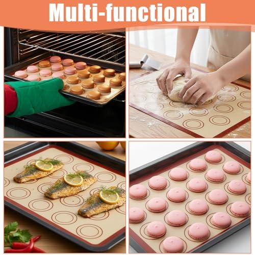 3Pcs Macaron Silicone Baking Mats 16.54 x 11.61Inch Macaron Baking Mat