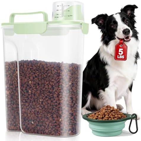 TBMax Travel Dog Food Storage Container 5 lbs with Dog Bowl, Airtight