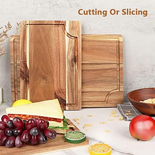 Acacia Wood Cutting Board Set with Juice Groove (3 Pieces), Organic