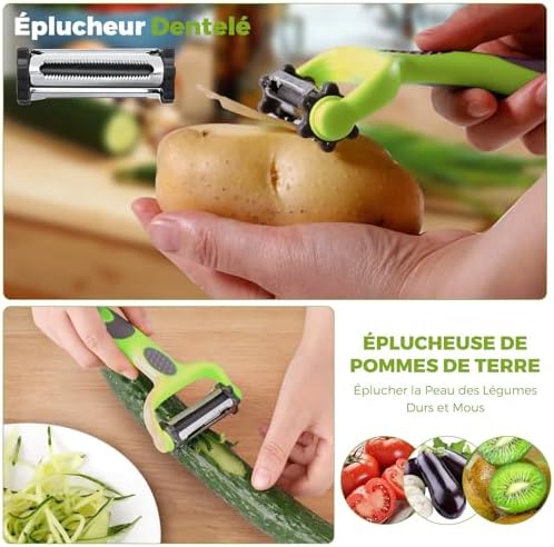 KOOSREEL Multifunctional Peeler Set, 3-in-1 Peeler, Straight Peeler