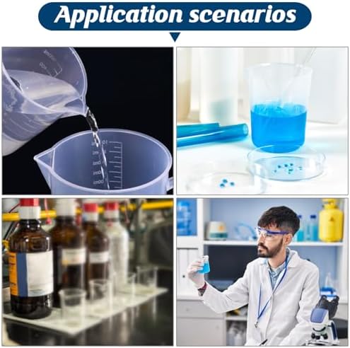 6-Pack Plastic Graduated Lab Beakers, 250ml & 300ml Mixing Measuring