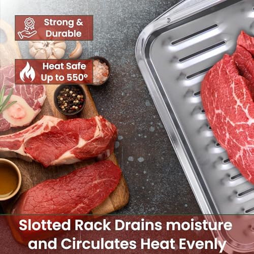 Broiler Pan for Oven 16.75” x 13” - Broiling Pan for Oven With Rack