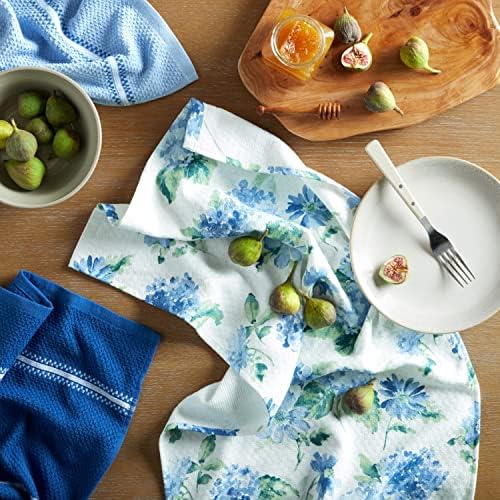Martha Stewart Amber Floral Kitchen Towel Set 4-Pack, Blue/Green