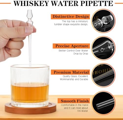 Whiskey Glass Water Pipette,Precision Whisky Dilution Tool,Glass