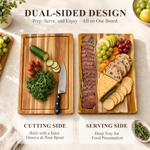 Kikcoin Teak Wood Cutting Board Set of 3